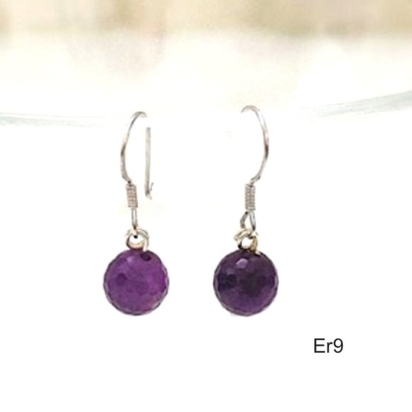 Elegant Purple Amethyst Earrings 925 Silver Wire - Picture 1 of 8